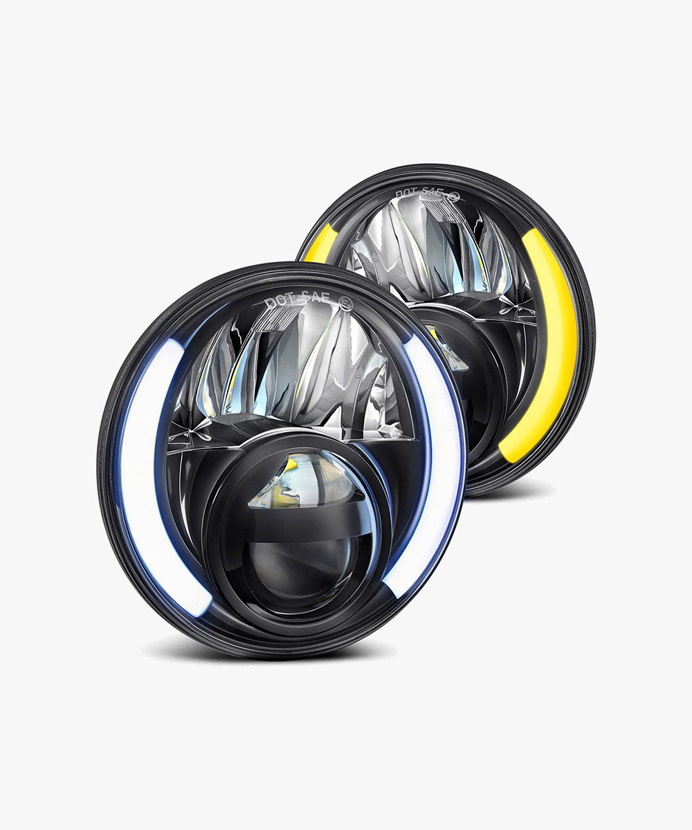 SUPAREE 7 Round LED Headlights RGB Halo Angel