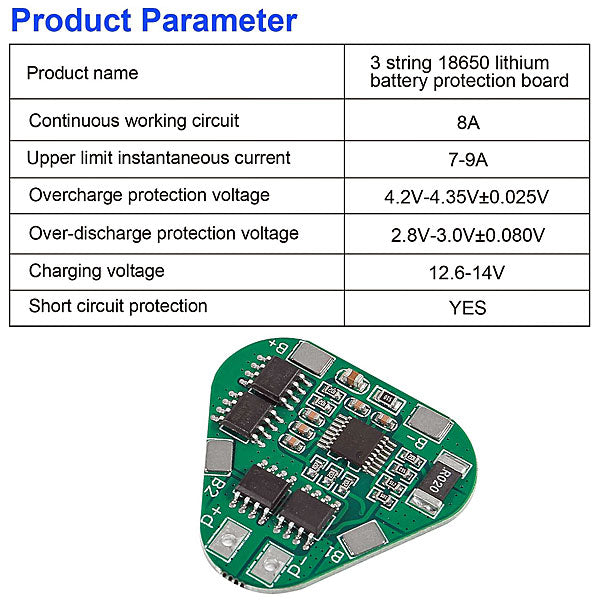 PCM/PCB (HX-3S-03) FOR 11.1V (3S) LITHIUM BATTERY PACK