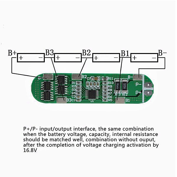 PCM/PCB (HX-4S-A10) FOR 14.8V (4S) LITHIUM BATTERY PACK