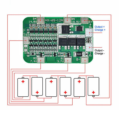 PCM/PCB 6S/12A FOR 22.2V LI-ION/LITHIUM/LI-POLYMER BATTERY-PACK