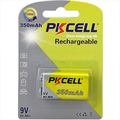 PKCELL 9V 350MAH RECHARGEABLE NIMH BATTERY
