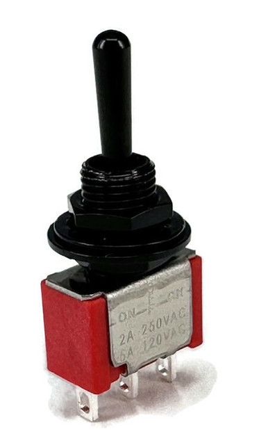 MINI TOGGLE SWITCH 1M SERIES SPDT ON-OFF-ON BLACK SHAFT