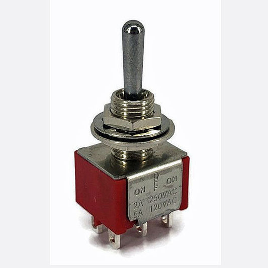 DPDT ON/OFF/ON 5A @ 125V LATCHING MINI TOGGLE SWITCH