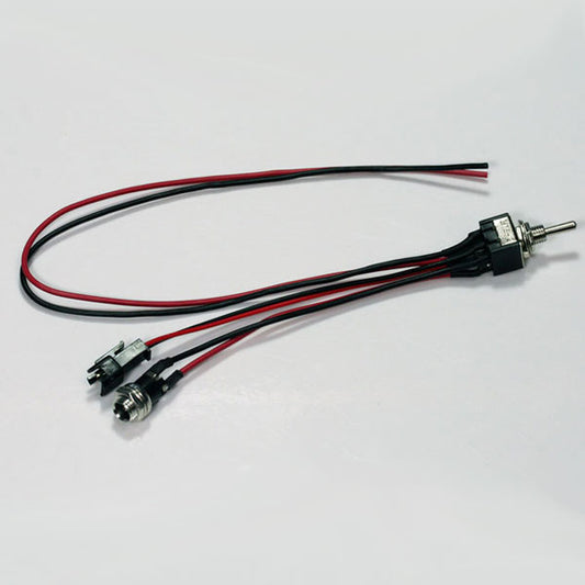 DPDT SWITCH W/2-PIN (F) JST CONNECTOR/2.1MM DC PANEL JACK MOUNT W/2 PVC WIRE LEADS